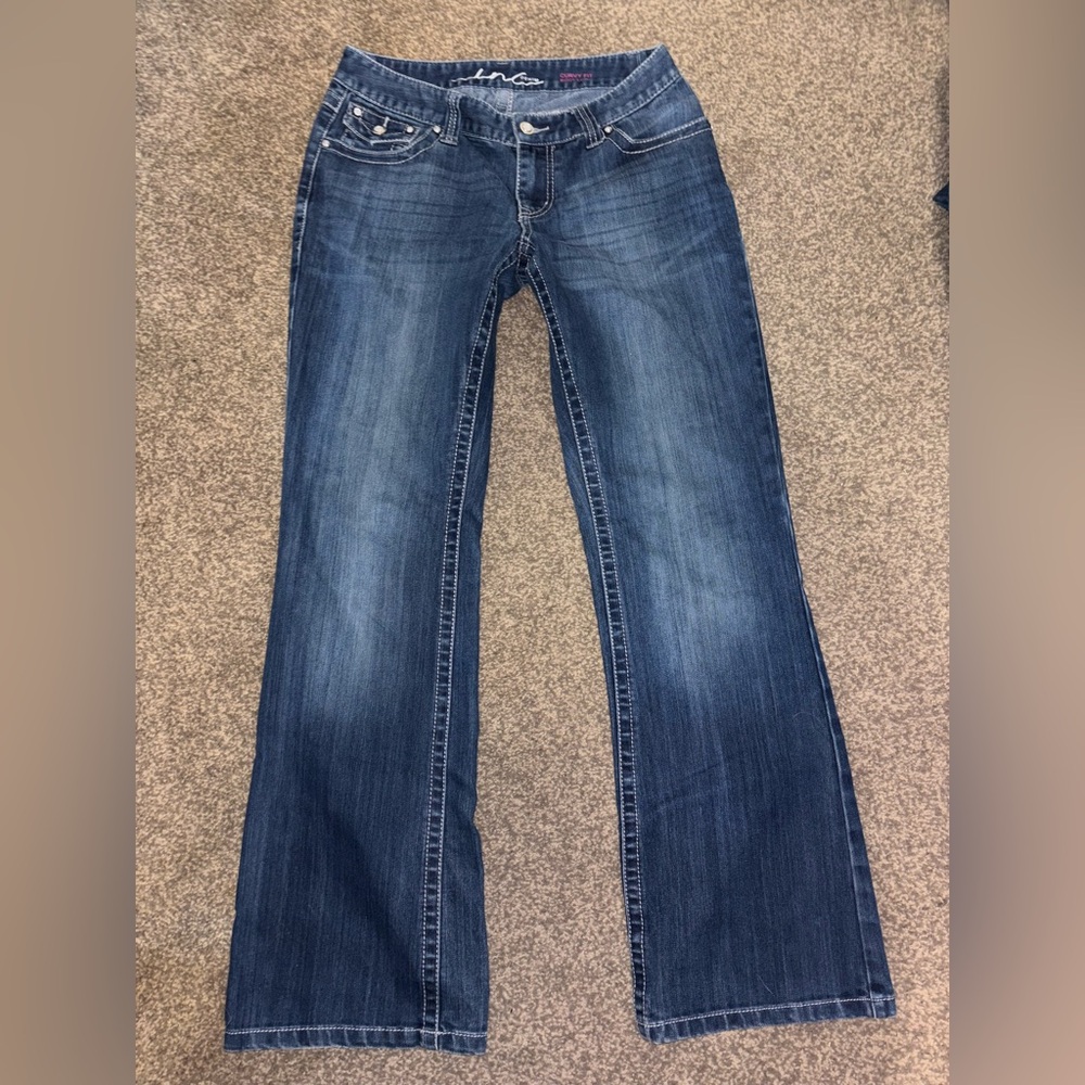 INC International Concepts Women's Bootcut Jeans Blue Stretch Pockets size 8